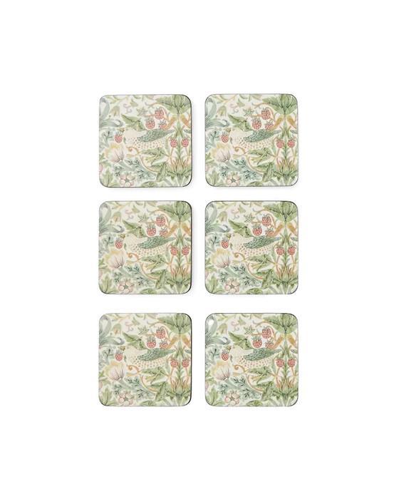Morris & Co glassunderlag Strawberry Thief 6-pack