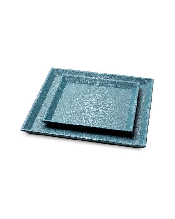 Scaleo skrivbordsbrickor blue faux shagreenn 2-set